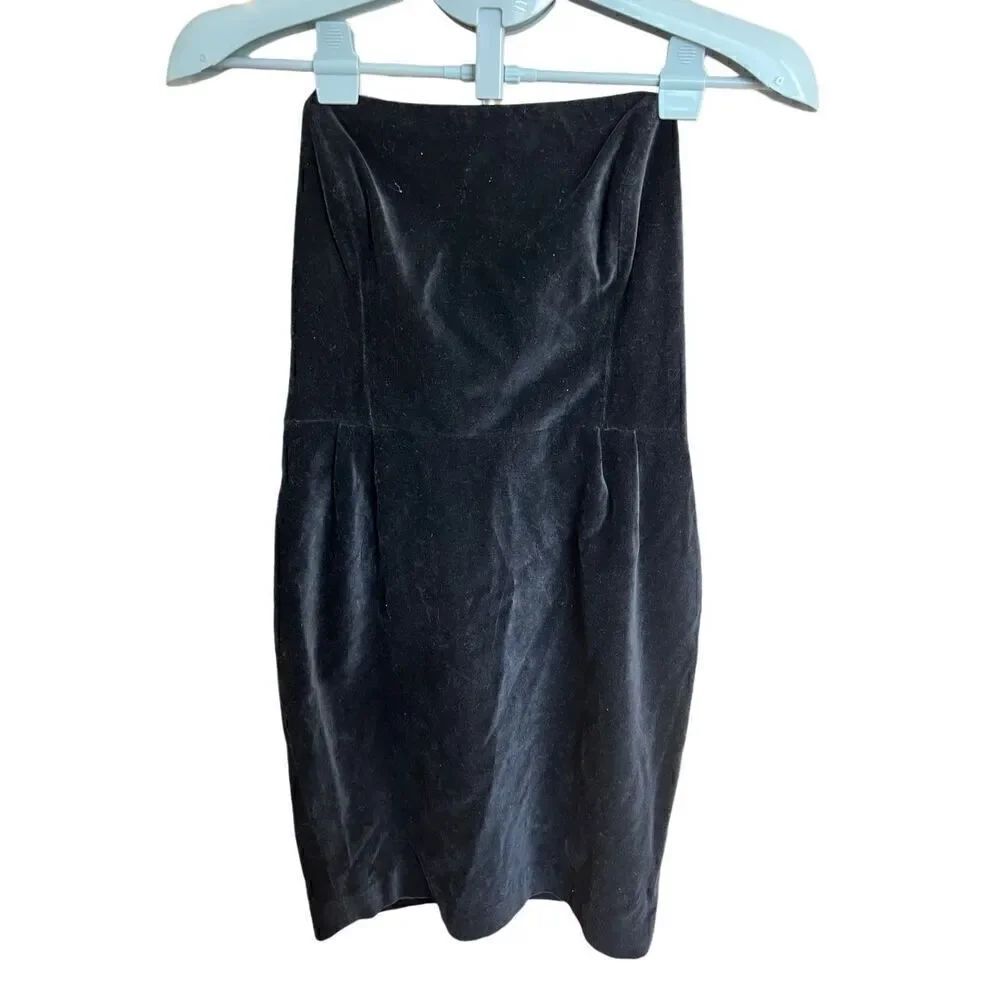 Club Monaco strapless black velvet open back dress sz 8